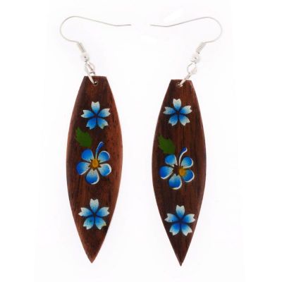 Painted wooden earrings Garden on the Surf