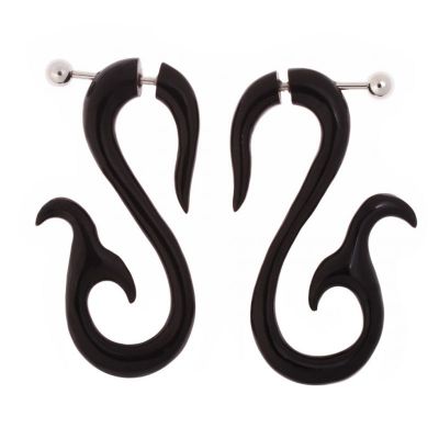 Inset earrings Mistress of the Wave | black, white