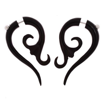 Inset earrings Inside the Wave | black, white