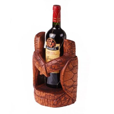 Carved wooden bottle holder - Turtles | LAST PIECE!