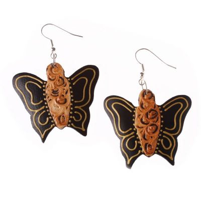 Painted wooden earrings Butterflies