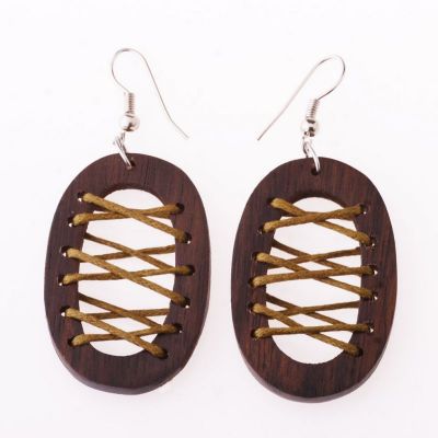Wooden earrings Intertied Ellipses