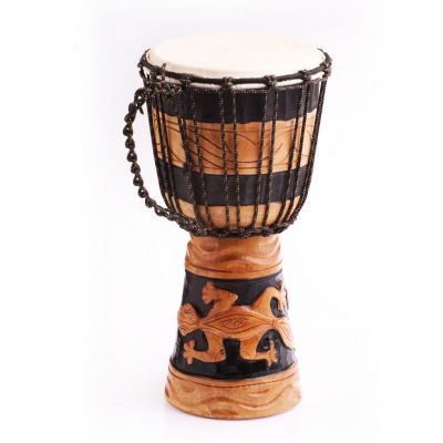 Djembe drum with Gecko carving | 40 cm, 50 cm, 60 cm
