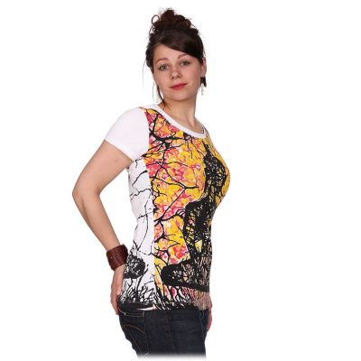 Women's ethno t-shirt with short sleeves Mirror Buddha White Thailand