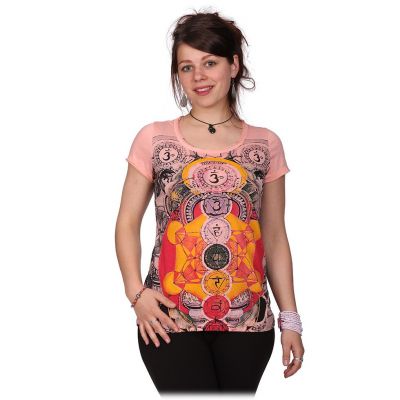 Women's ethno t-shirt with short sleeves Mirror Chakras Pink | S, M, L