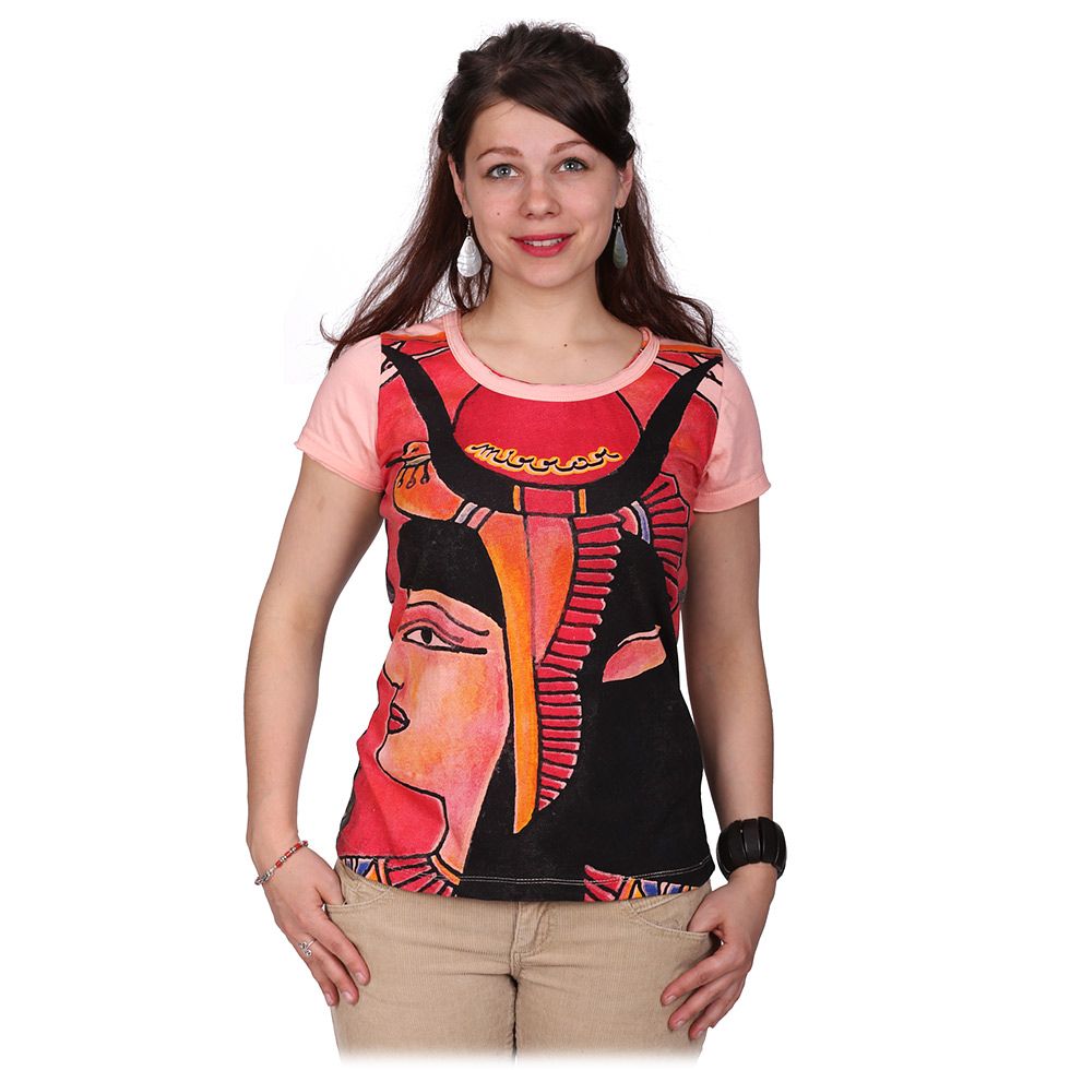 Women's ethno t-shirt with short sleeves Mirror Cleopatra Pink Thailand