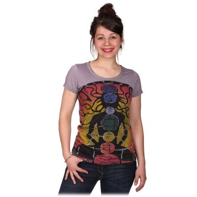 Women's ethno t-shirt with short sleeves Mirror Meditation Grey | S, M, L
