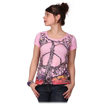 Women's t-shirt with short sleeves Mirror Tree of Peace Pink | S, M, L