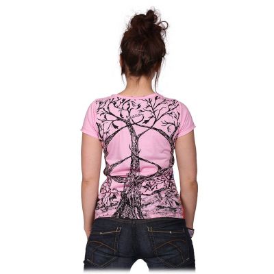 Women's ethno t-shirt with short sleeves Mirror Tree of Peace Pink Thailand