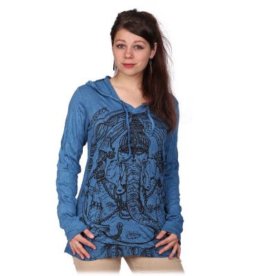 Women's hooded t-shirt Sure Angry Ganesh Blue | S, M, L - LAST PIECE