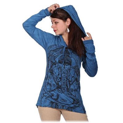 Women's hooded t-shirt Sure Angry Ganesh Blue Thailand
