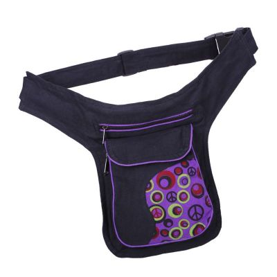 Cotton hippie fanny pack with print Peace Purple