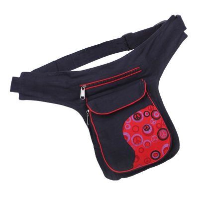 Cotton hippie fanny pack with print Peace Red