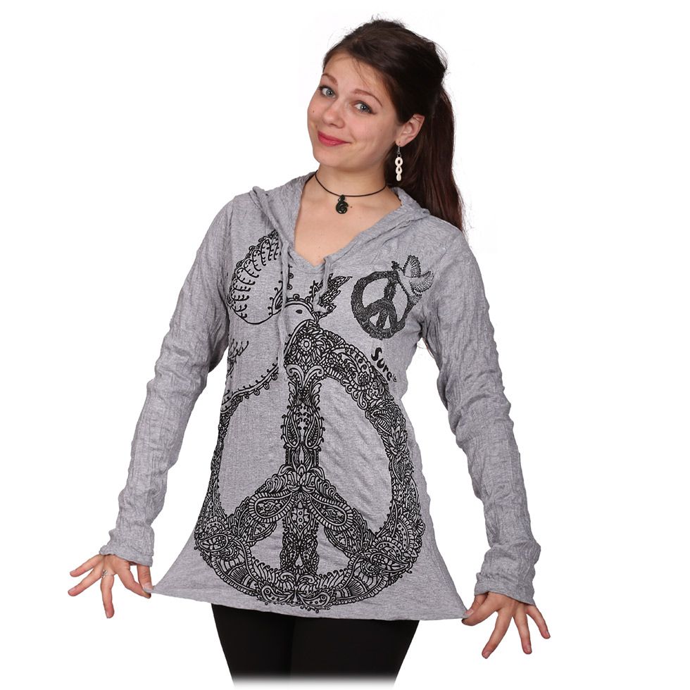 Women's hooded t-shirt Sure Dove of Peace Grey Thailand
