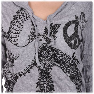 Women's hooded t-shirt Sure Dove of Peace Grey Thailand