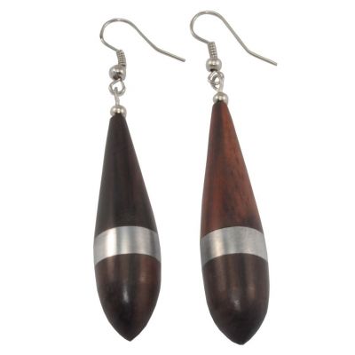 Steel decorated wooden earrings Baltasar's Delight Indonesia