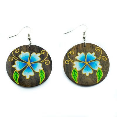 Painted wooden earrings Florescence