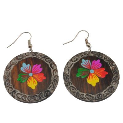 Painted wooden earrings Jungle Beauty