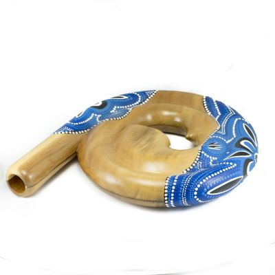 Travel didgeridoo in the shape of a spiral in blue colour