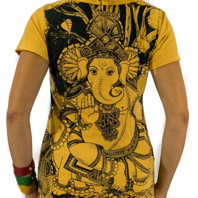 Women's ethno t-shirt with short sleeves Mirror Ganapati Yellow Thailand