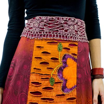 Long embroidered ethno skirt Ipsa Anggur