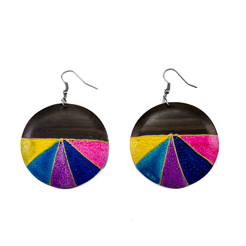 Painted wooden earrings Birthday party