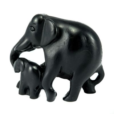 Resin statuette Elephant mother with her baby