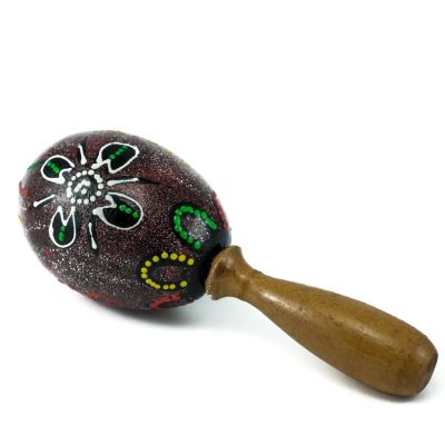 Egg shaker with a handle - spotted brown