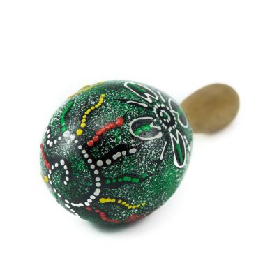 Egg shaker with a handle - spotted green