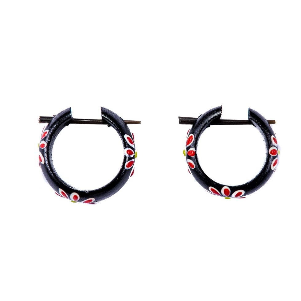 Earrings Flower ring - red Indonesia