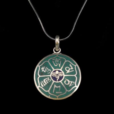 German silver pendant Mantra - Buddha's eyes | separate pendant, with a chain - circumference 45 cm, with a chain - circumference 55 cm