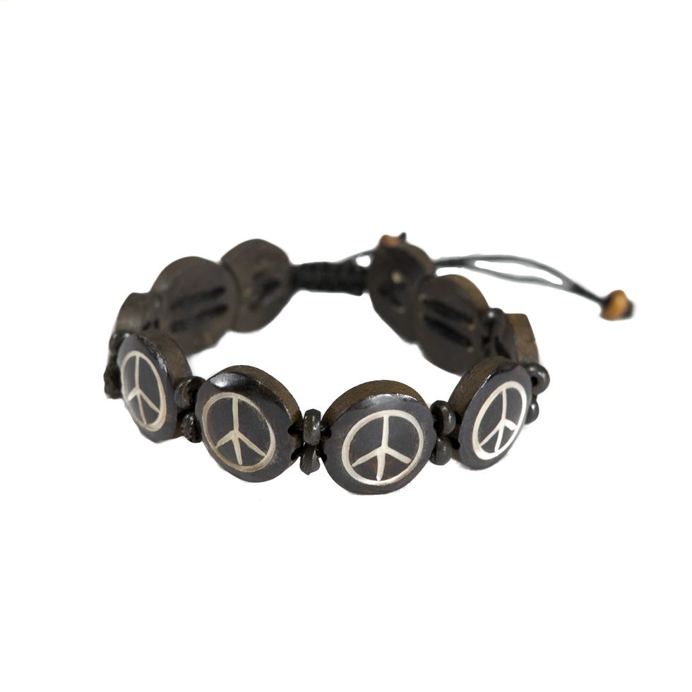 Bone bracelet Peace - black