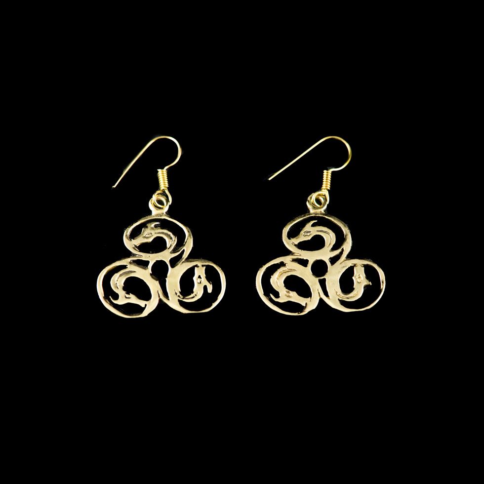 Brass earrings Dragon spiral India