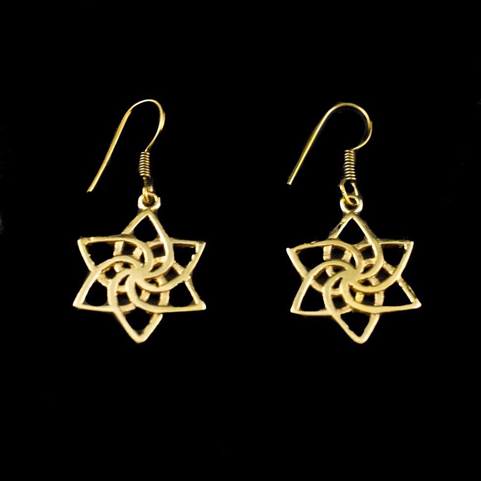 Brass earrings Star spiral India