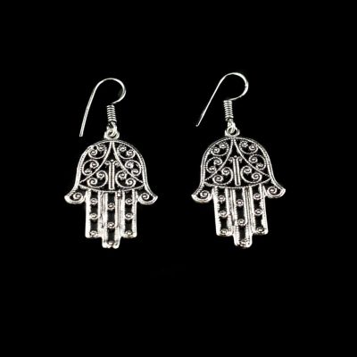 German silver earrings Hamsa