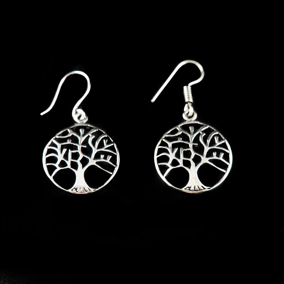 German silver earrings Winter Tree 1 India