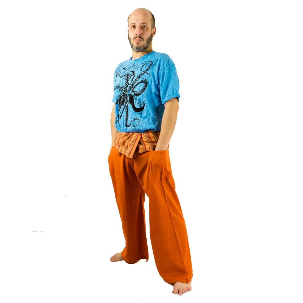 Wrap trousers - Fisherman's Trousers - orange Nepal