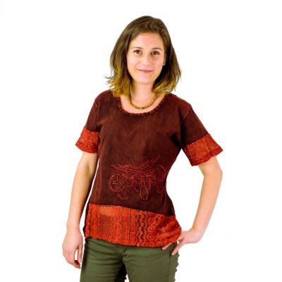 Women's ethnic t-shirt with short sleeves Sudha Mawar | S, M, L, XL, XXL