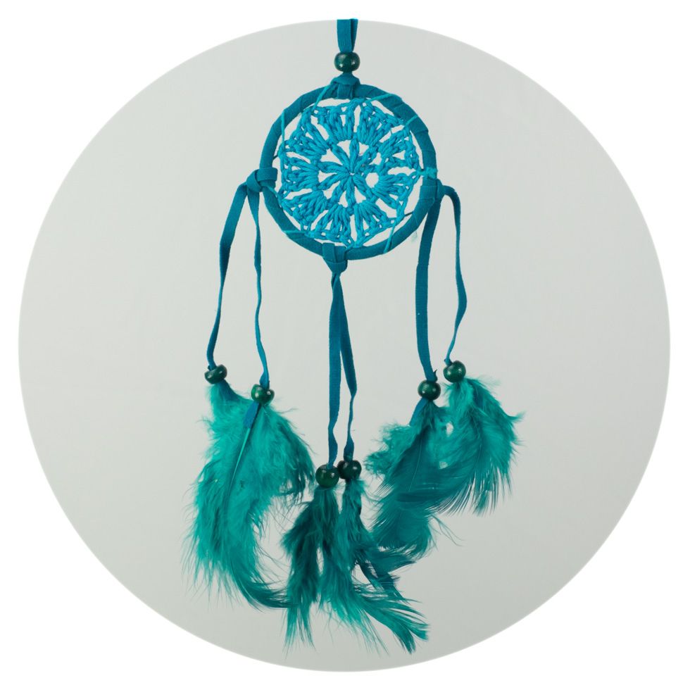 Little dream catcher - turquoise, crocheted Indonesia