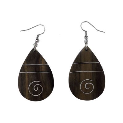 Steel decorated wooden earrings Concordance