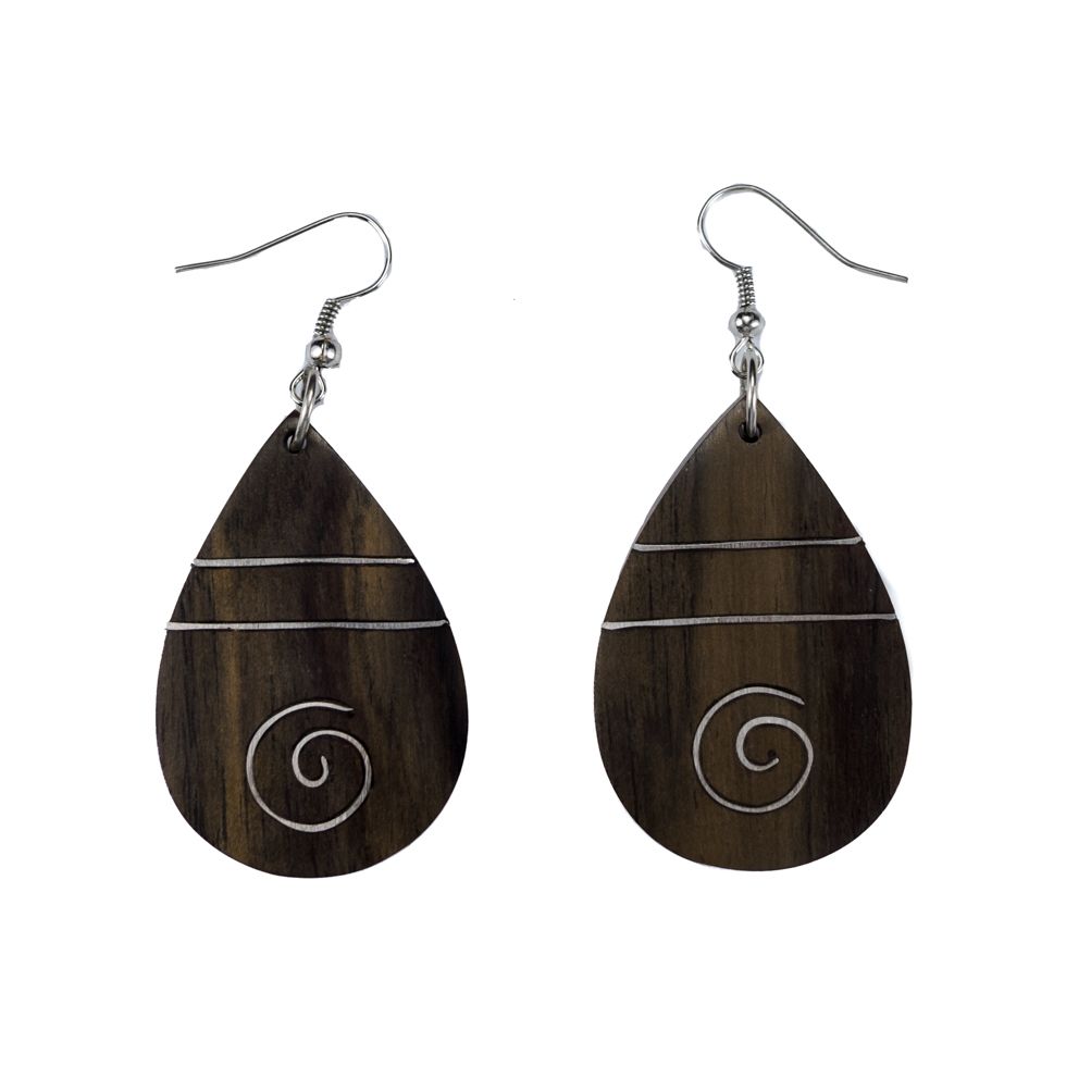 Steel decorated wooden earrings Concordance Indonesia