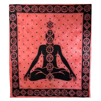 Cotton bed cover Harmonization of chakras - red