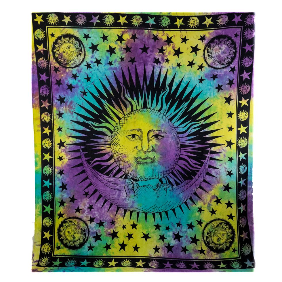 Cotton bed cover Sun and Moon India
