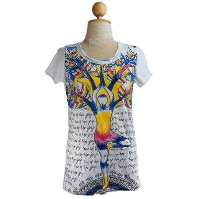 Women's ethno t-shirt with short sleeves Mirror Tree of life yoga White | M