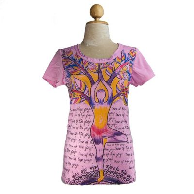 Women's t-shirt with short sleeves Mirror Tree of life yoga Pink | S