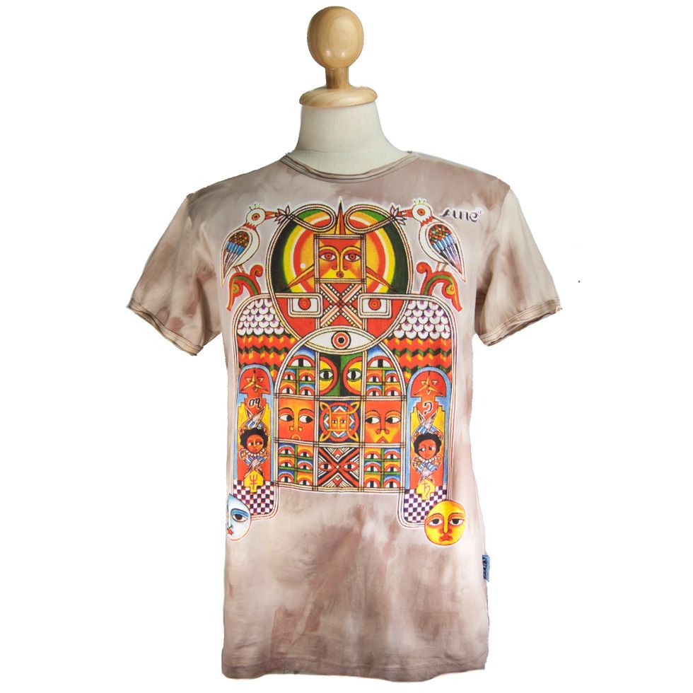 Men's tie-dye t-shirt Sure Aztec Day&Night Brown Thailand