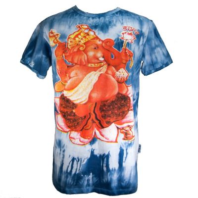 Men's ethnic tie-dye t-shirt Sure Ganesh on Lotus Blue | M, L, XL