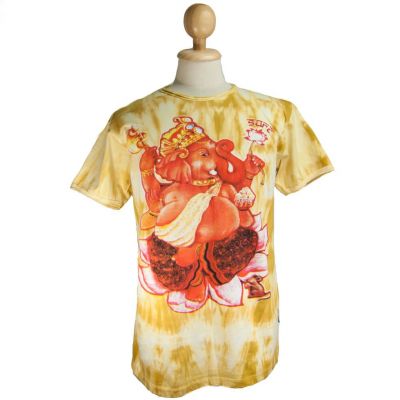Men's ethnic tie-dye t-shirt Sure Ganesh on Lotus Yellow | M, L, XL