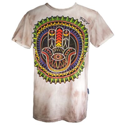 Men's ethnic tie-dye t-shirt Sure Hand of Fatima Brown | L - LAST PIECE, XL, XXL