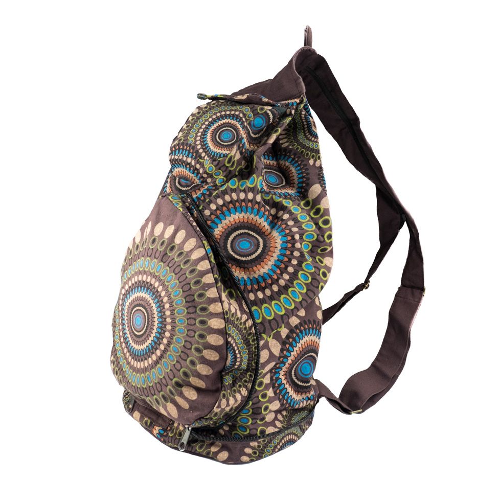 Cotton backpack with mandalas Mandala Brown Nepal